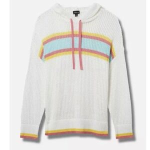 NWT Torrid White‎ Pointelle Boxy Hoodie Sweater Size 2X